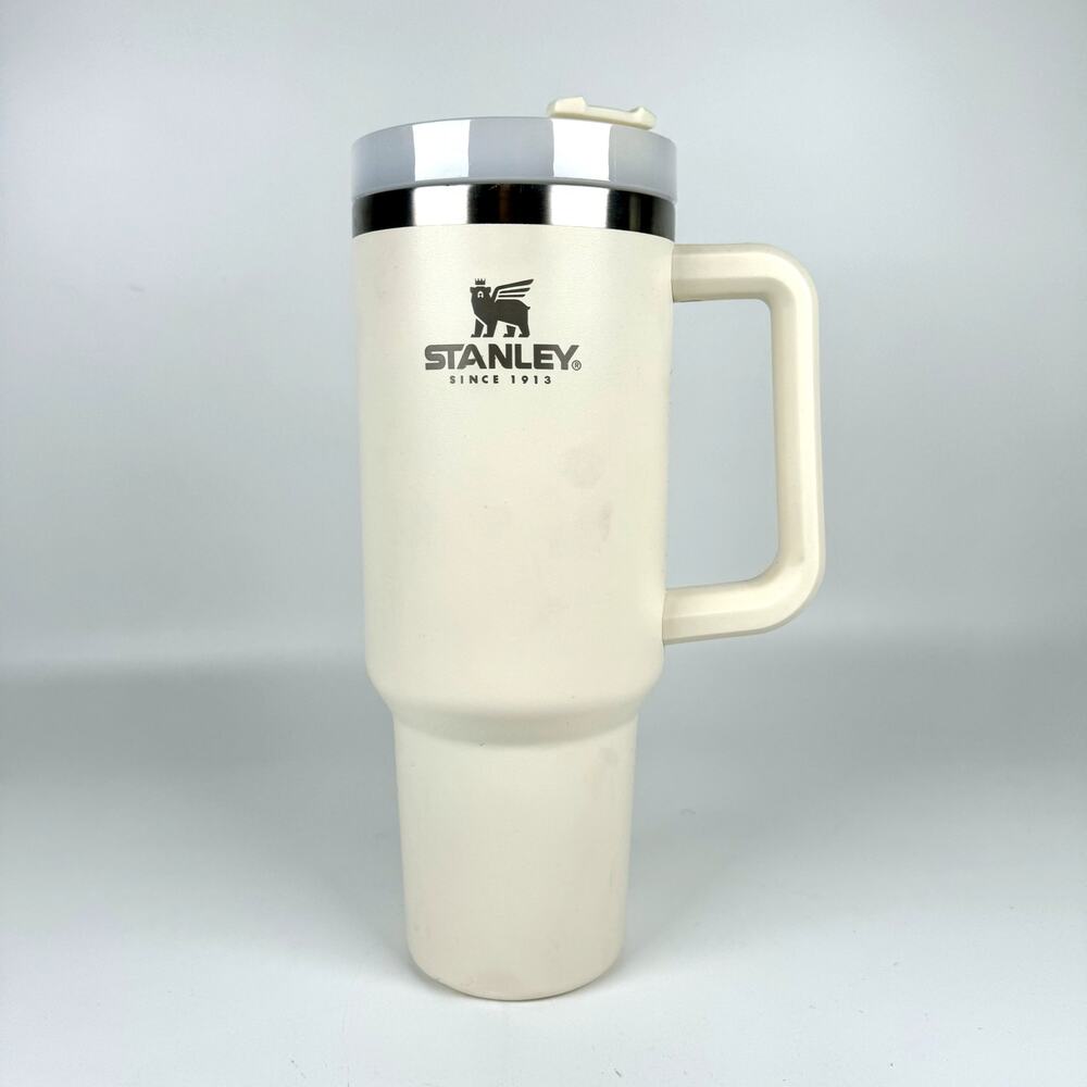 Stanley White 40 Oz Tumbler Cup with Handle & Lid- No Straw